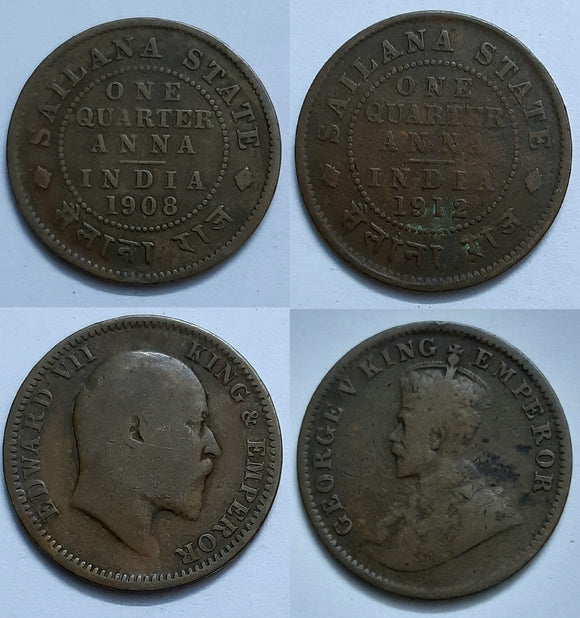 Sailana, Quarter Anna, Coins, Rare, British India, Copper