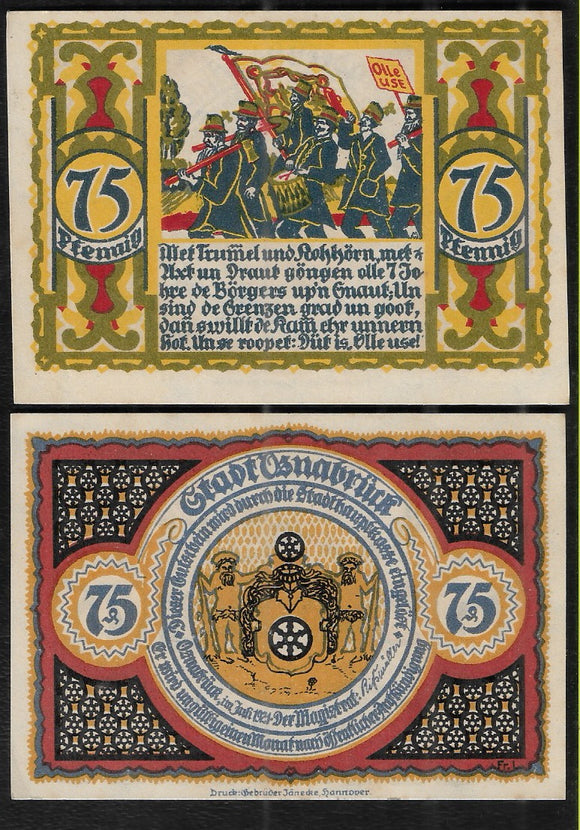75 Pfennig, Osnabruck - Weimar Germany, 1921