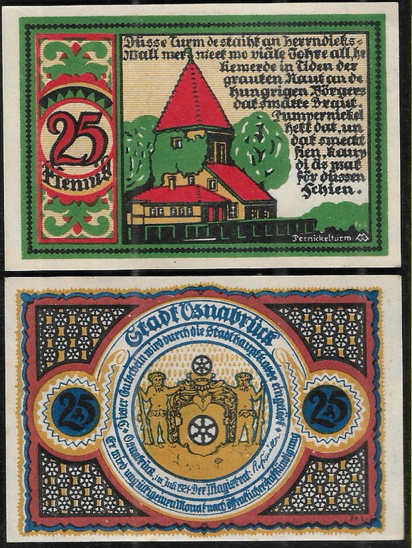 25 Pfennig, Osnabruck - Weimar Germany, 1921