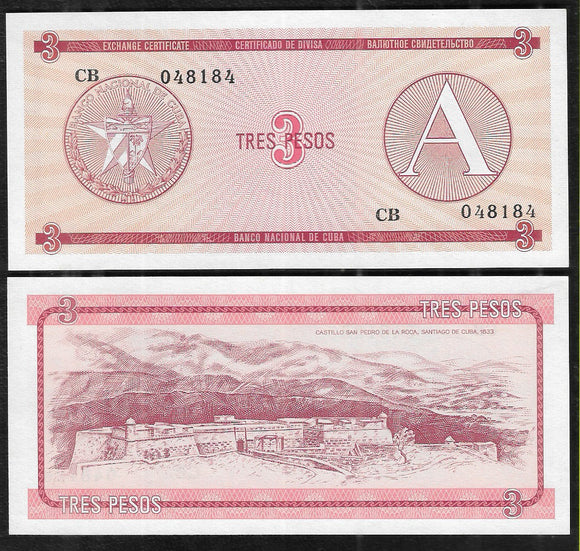 3 Peso, Cuba, Convertible, 1985