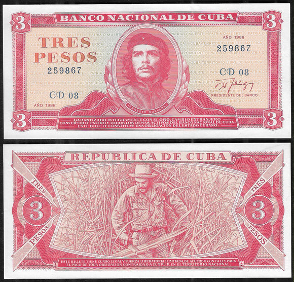 3 Peso, Cuba, 1988