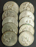 Silver, 10 Rupees, 25 Years of Independence, 1972, Bombay Mint, Calcutta Mint