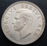 South Africa, Silver, Coin, Crown, 5 Shilling, George VI, Springbok