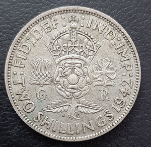 Florin, 2 shilling, UK, George VI, Silver, Coin