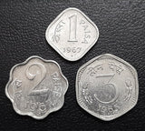 Set of 3 coins, 1, 2 & 3 Paisa