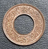 1 pice, bronze, coin, hole