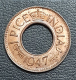 1 pice, bronze, coin, hole