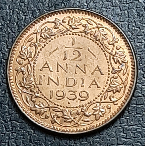 1/12 Anna, George VI, 1939, Uncirculated
