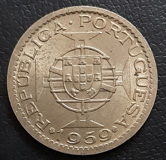 1 Escudo, Portuguese India, Goa, 1958, 1959, coin
