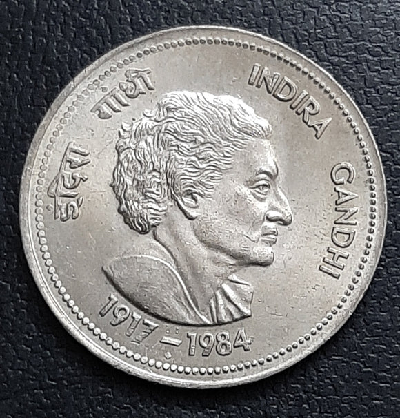 Indira Gandhi, 5 rupee, coin