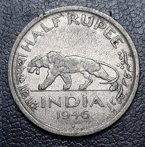Half Rupee, India, Nickel, 1946, 1947