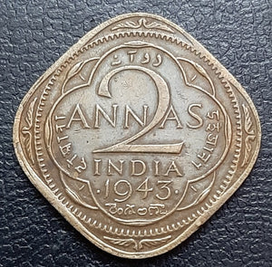 Coin, 2 Anna, 1943, George VI